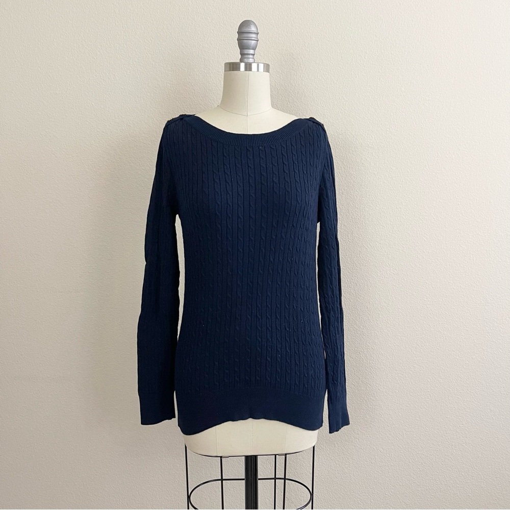 Lauren Ralph Lauren Navy Ribbed Knit Sweater